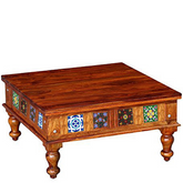Moroccan Mosaic Lewiston Wooden Coffee Table Honey